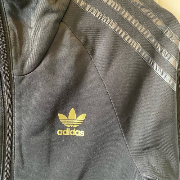 Adidas trefoil women’s full zip high neck track jacket satin 3 stripes - small - Picture 4 of 15